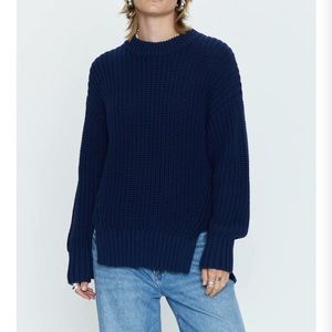 pistola Navy Blue Chunky Knit Crewneck Sweater